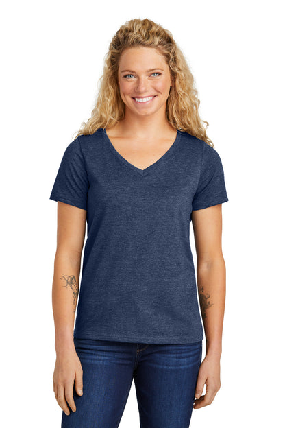 Front View of HthrNavy Volunteer Knitwear Women's Daily V-Neck Tee LVL45V