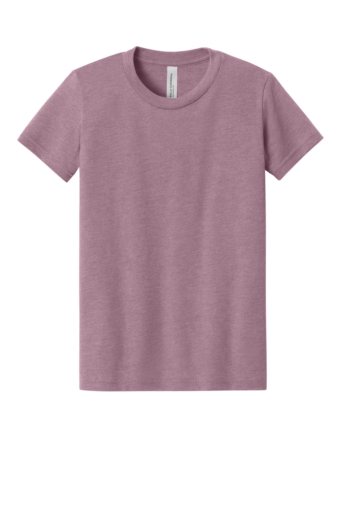 Front View of HthrOrchid BELLA+CANVAS Youth Heather CVC Tee BC3001YCVC