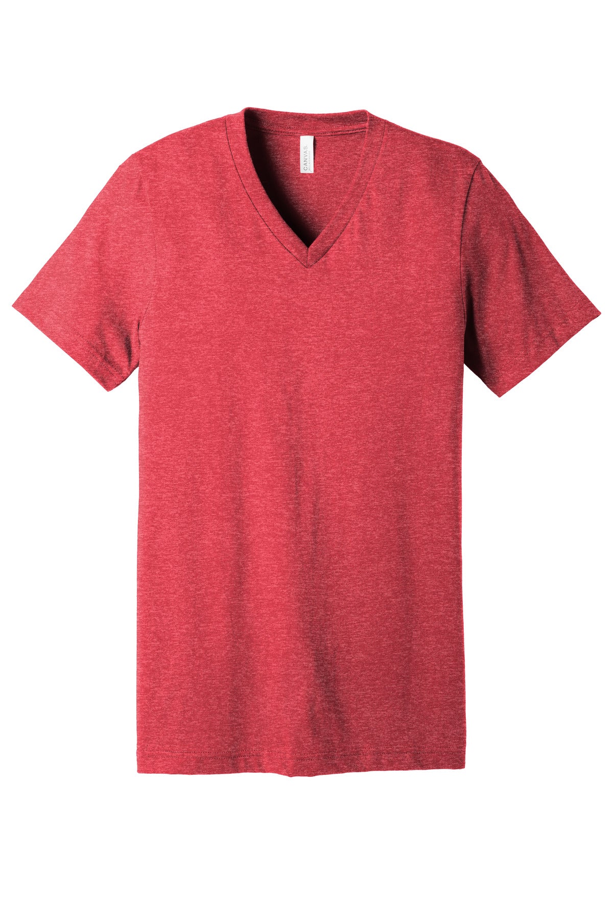 Front View of HthrRed BELLA+CANVAS Unisex Heather CVC V-Neck Tee BC3005CVC