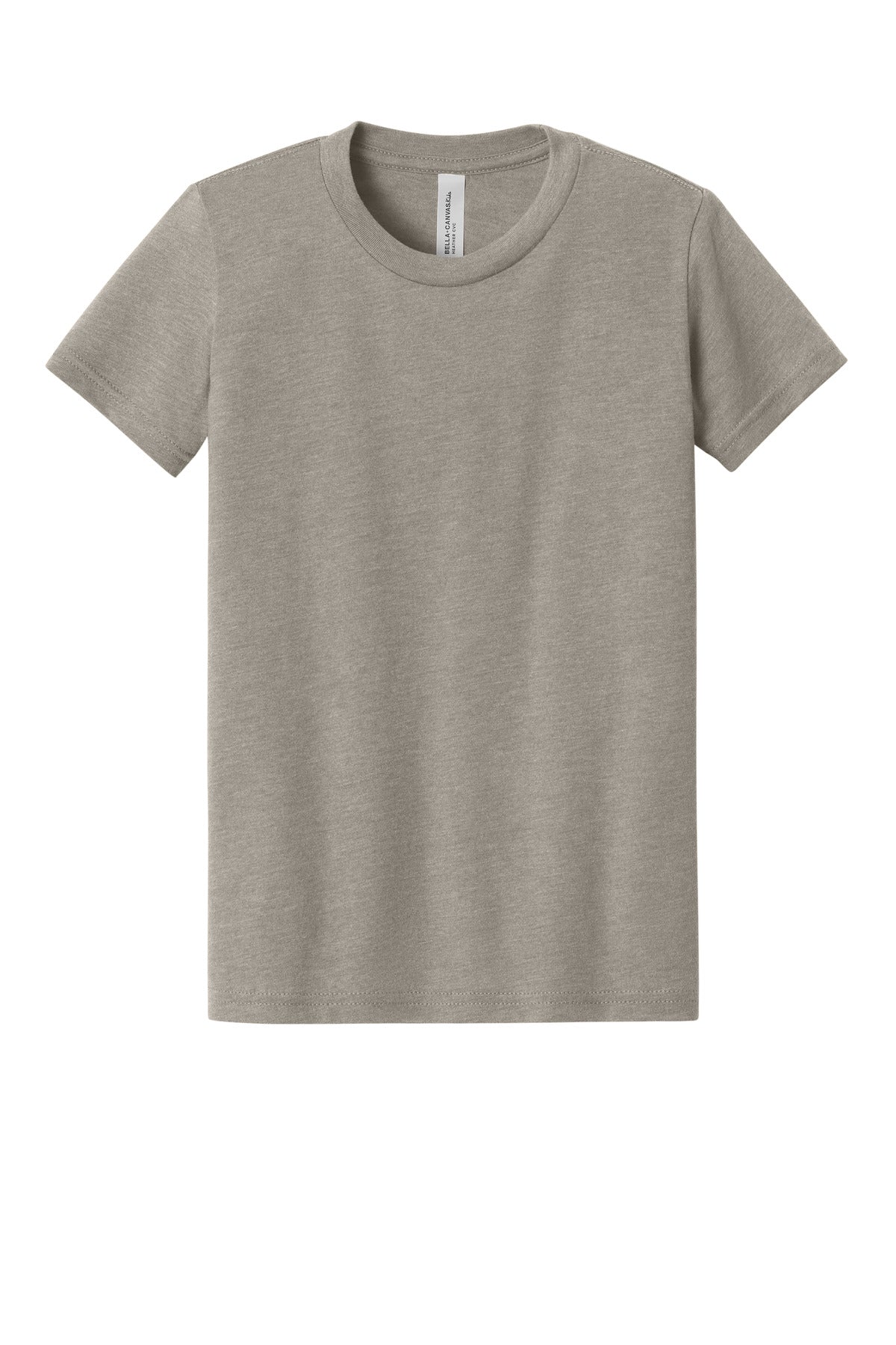 Front View of HthrStone BELLA+CANVAS Youth Heather CVC Tee BC3001YCVC