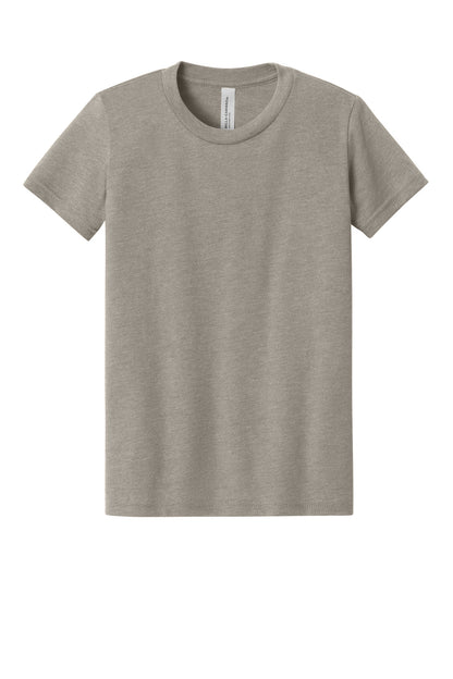 Front View of HthrStone BELLA+CANVAS Youth Heather CVC Tee BC3001YCVC