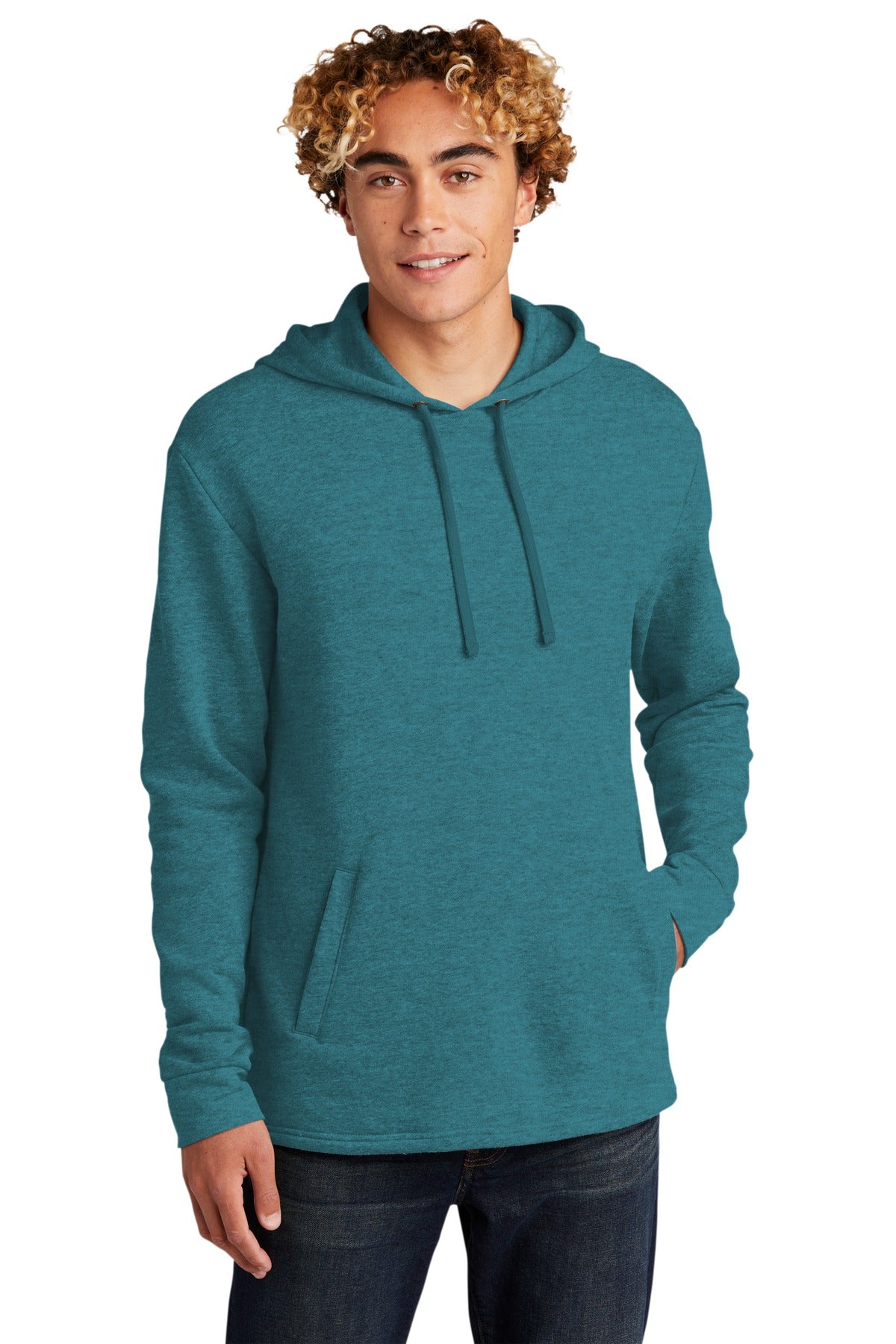 Front View of HthrTeal Next Level Apparel Adult Malibu Pullover Hoodie. NL9300