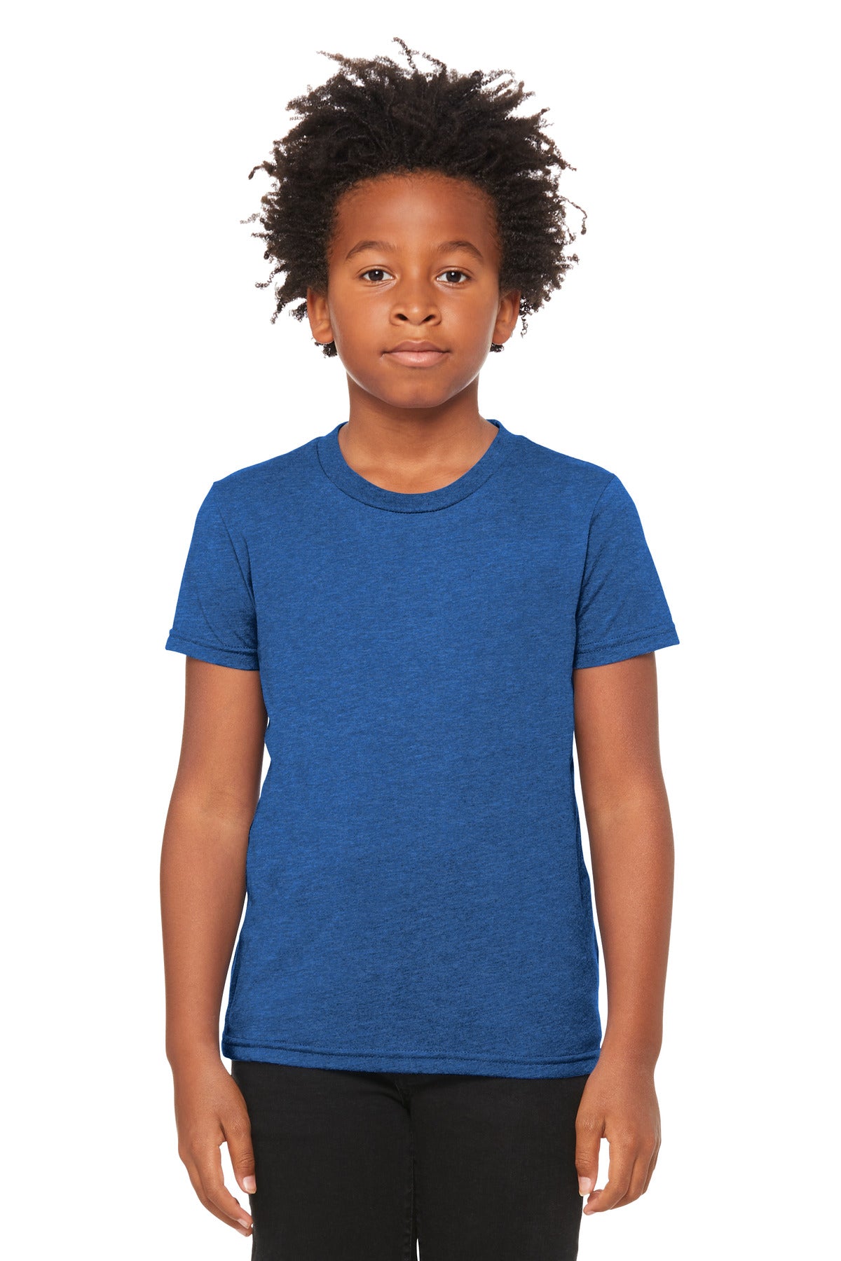 Front View of HthrTRRoy BELLA+CANVAS Youth Heather CVC Tee BC3001YCVC