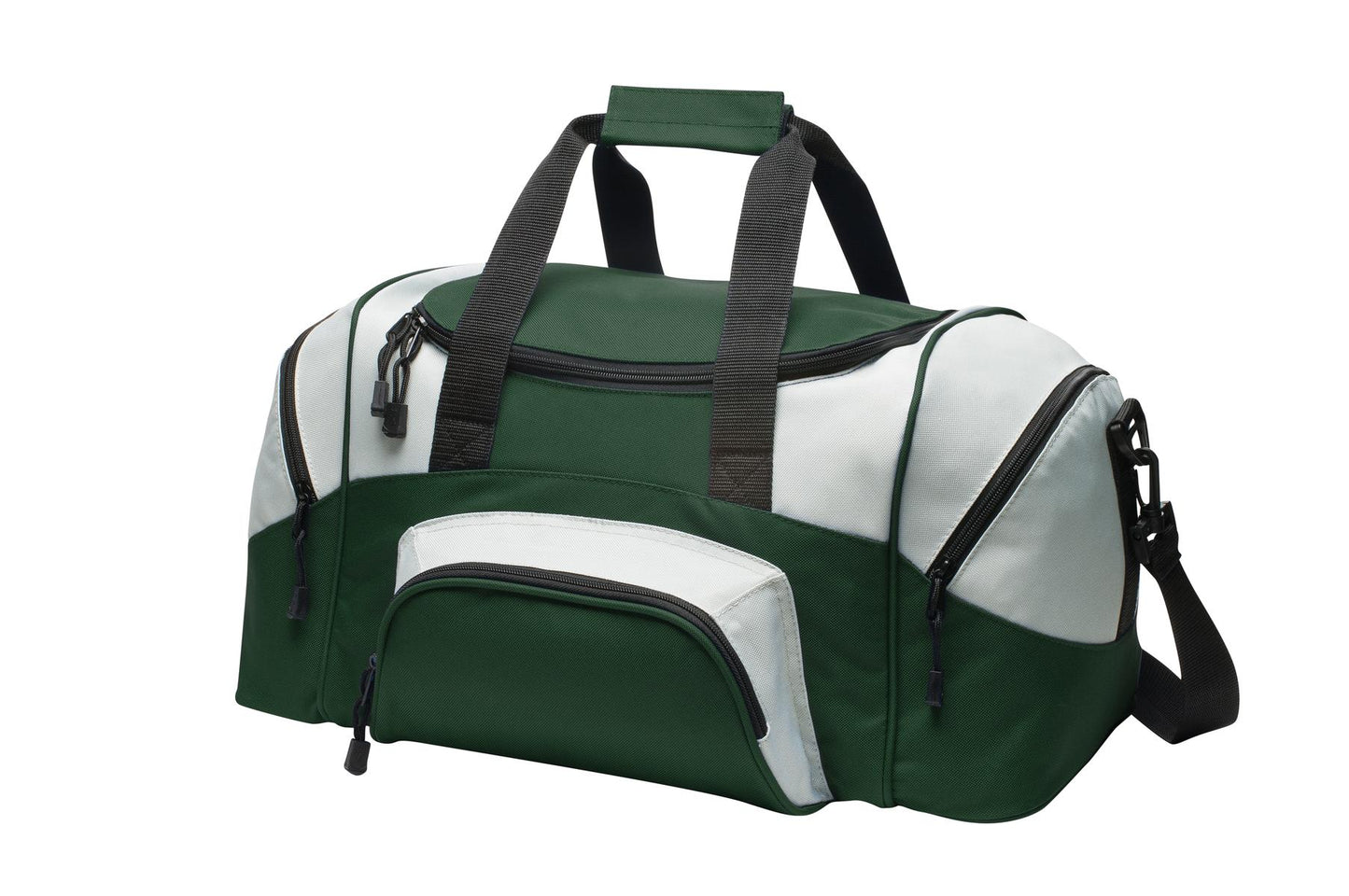 Front View of Hunter/Grey Port Authority - Small Colorblock Sport Duffel. BG990S