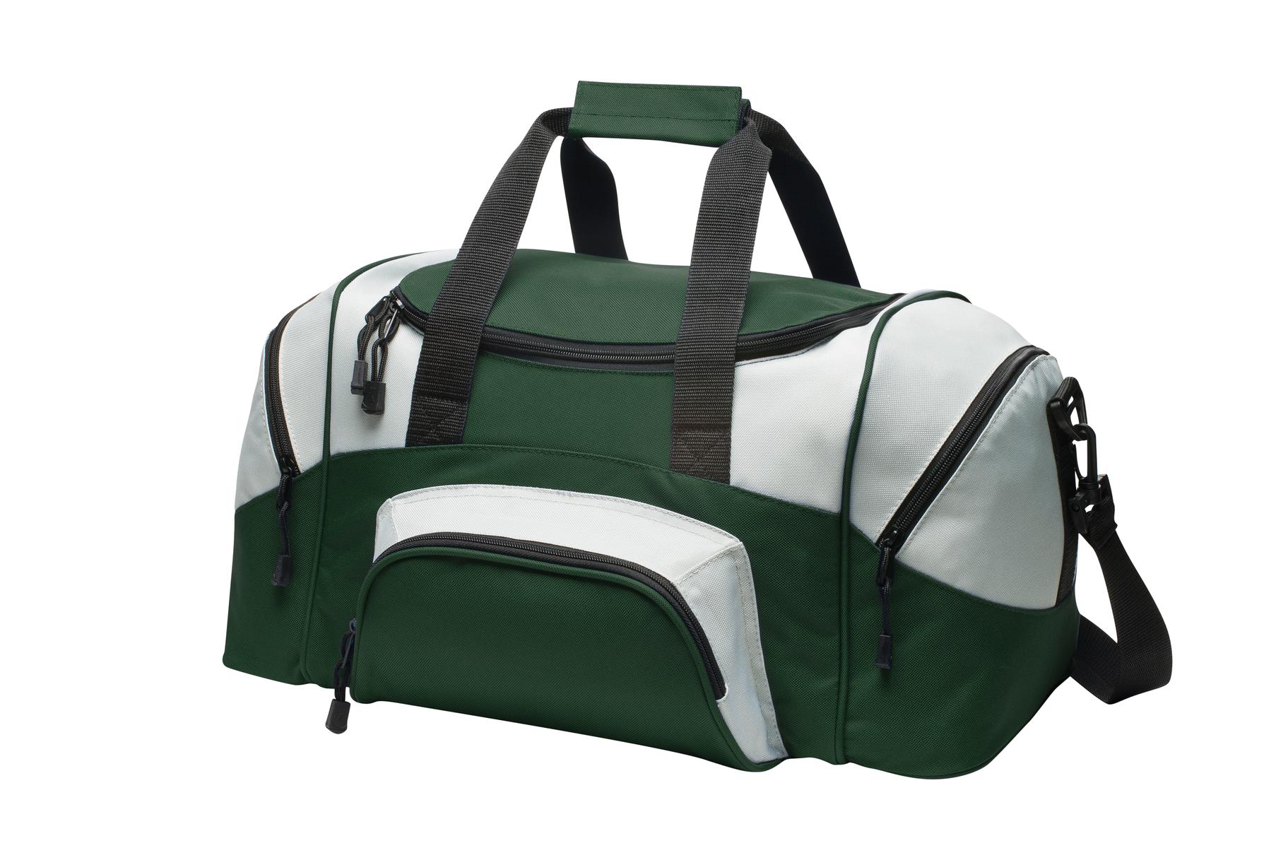 Front View of Hunter/Grey Port Authority - Small Colorblock Sport Duffel. BG990S