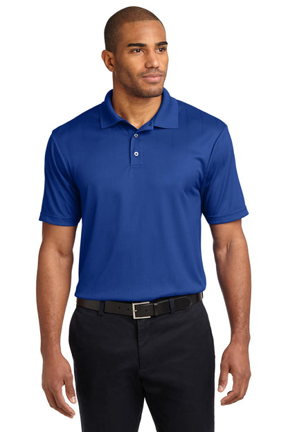 Front View of Hyper Blue Port Authority Performance Fine Jacquard Polo. K528