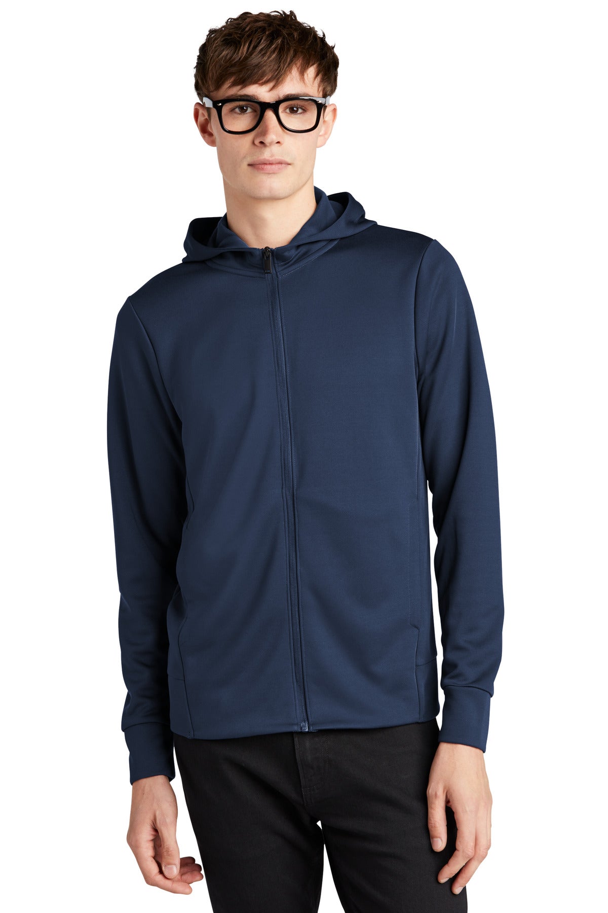 Front View of InsBlue Mercer+Mettle Double-Knit Full-Zip Hoodie MM3002