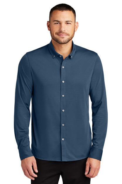 Front View of InsBlue Mercer+Mettle Stretch Jersey Long Sleeve Shirt MM1018