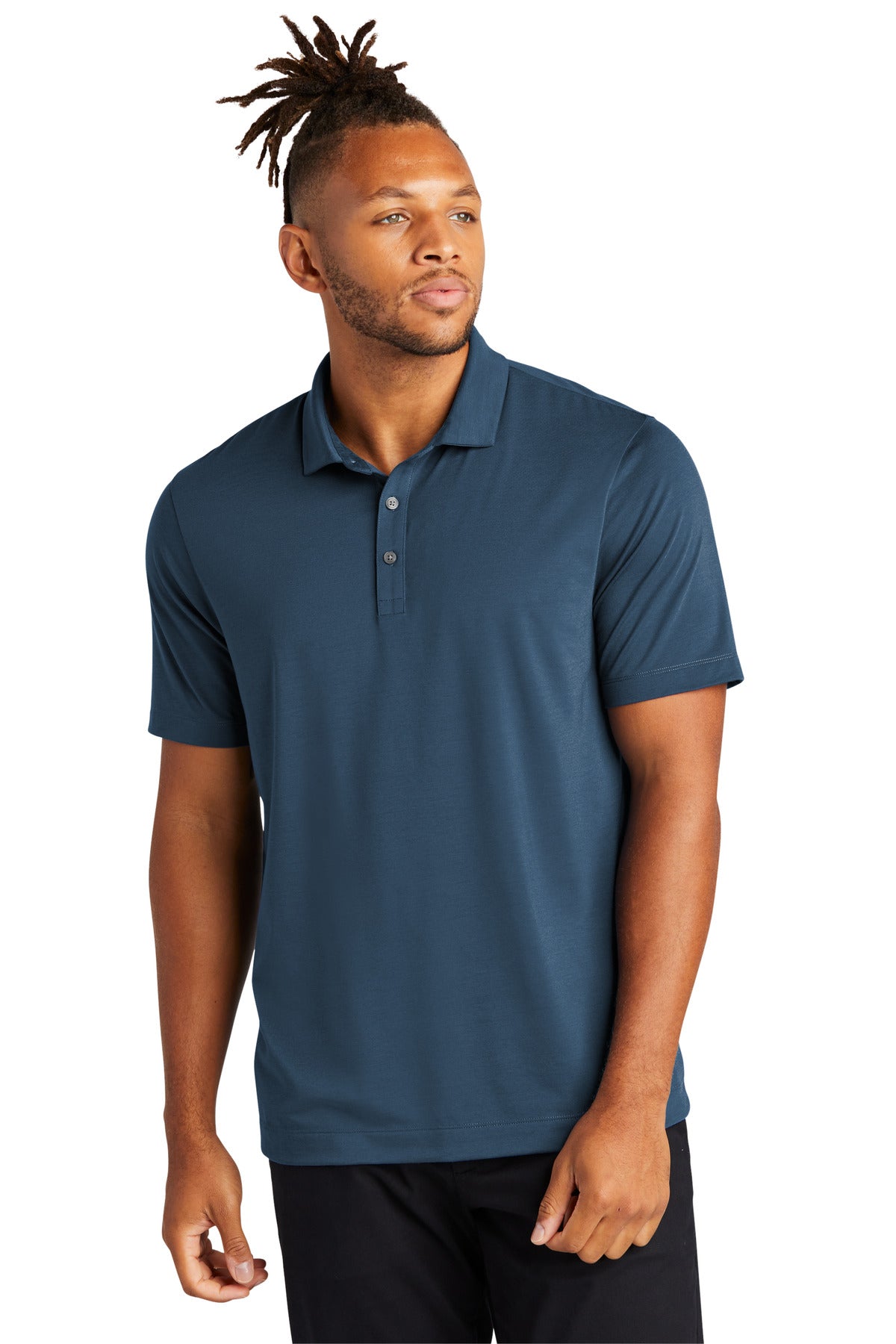 Front View of InsBlue Mercer+Mettle Stretch Jersey Polo MM1014