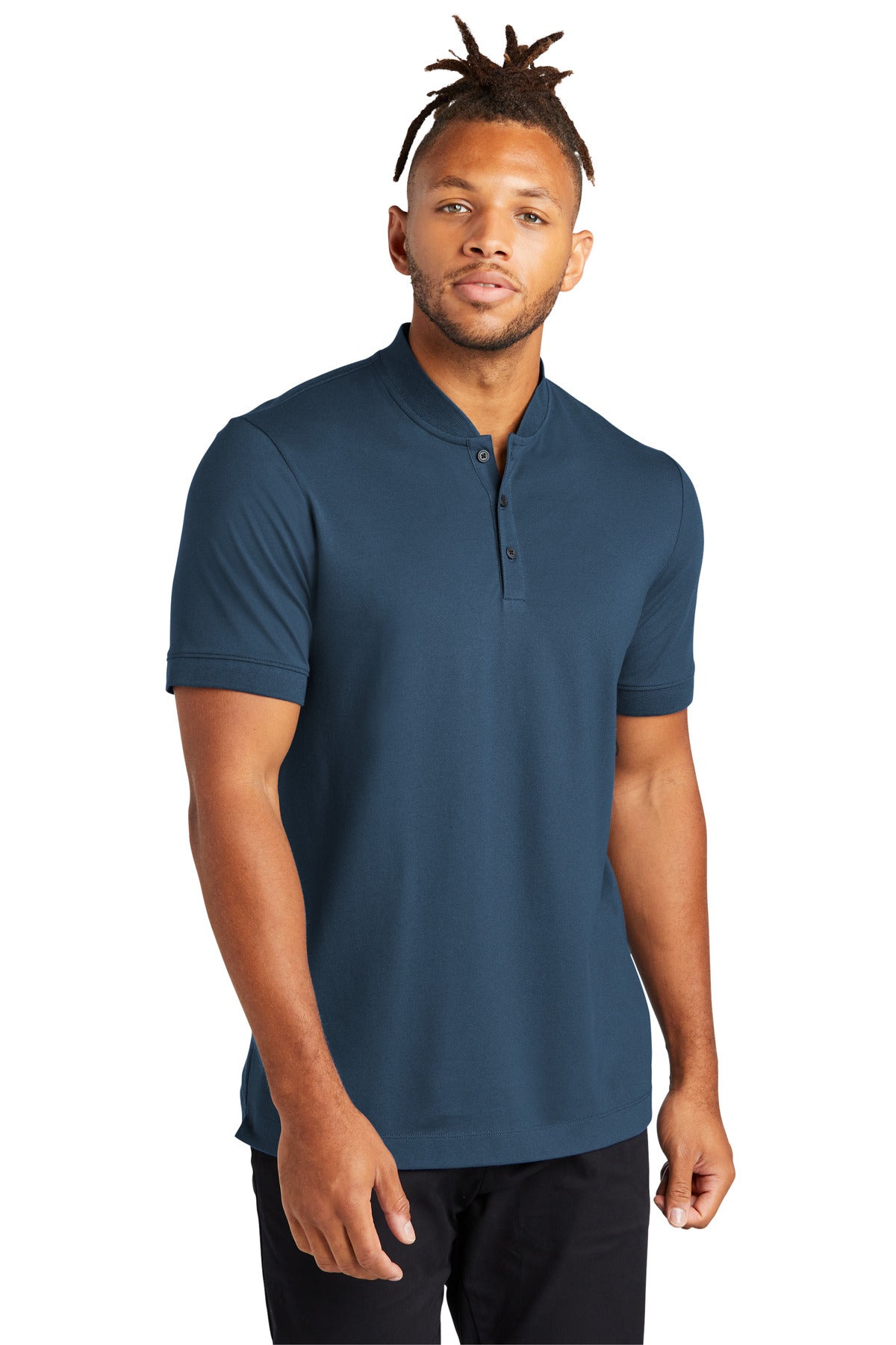 Front View of InsBlue Mercer+Mettle Stretch Pique Henley MM1008
