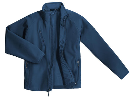 Front View of Insignia Blue Port Authority Textured Soft Shell Jacket. J705