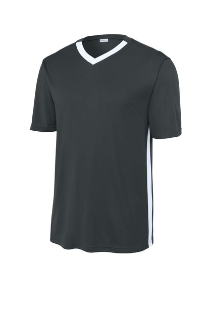 Front View of IrGy/White Sport-Tek Competitor United V-Neck ST101