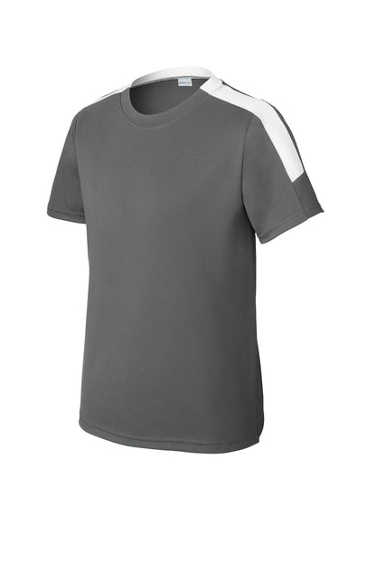 Front View of IrGy/White Sport-Tek Youth Competitor United Crew YST100