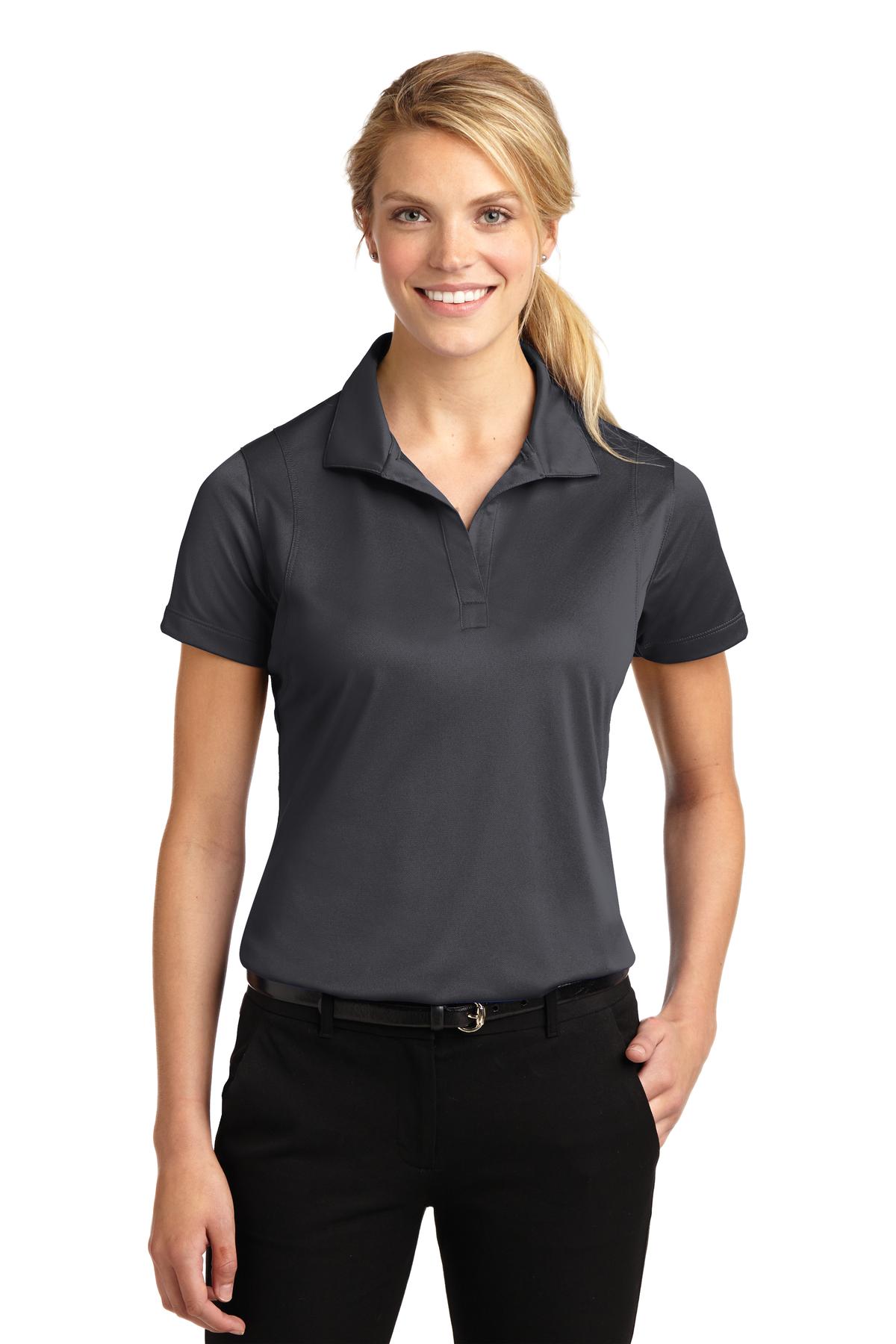 Front View of Iron Grey Sport-Tek Women's Micropique Sport-Wick Polo. LST650
