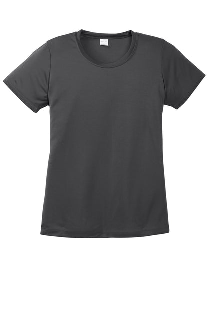 Front View of Iron Grey Sport-Tek Women's PosiCharge Competitor Tee. LST350