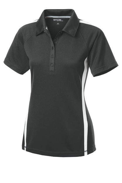 Front View of Iron Grey/Wht Sport-Tek Women's PosiCharge Micro-Mesh Colorblock Polo. LST685