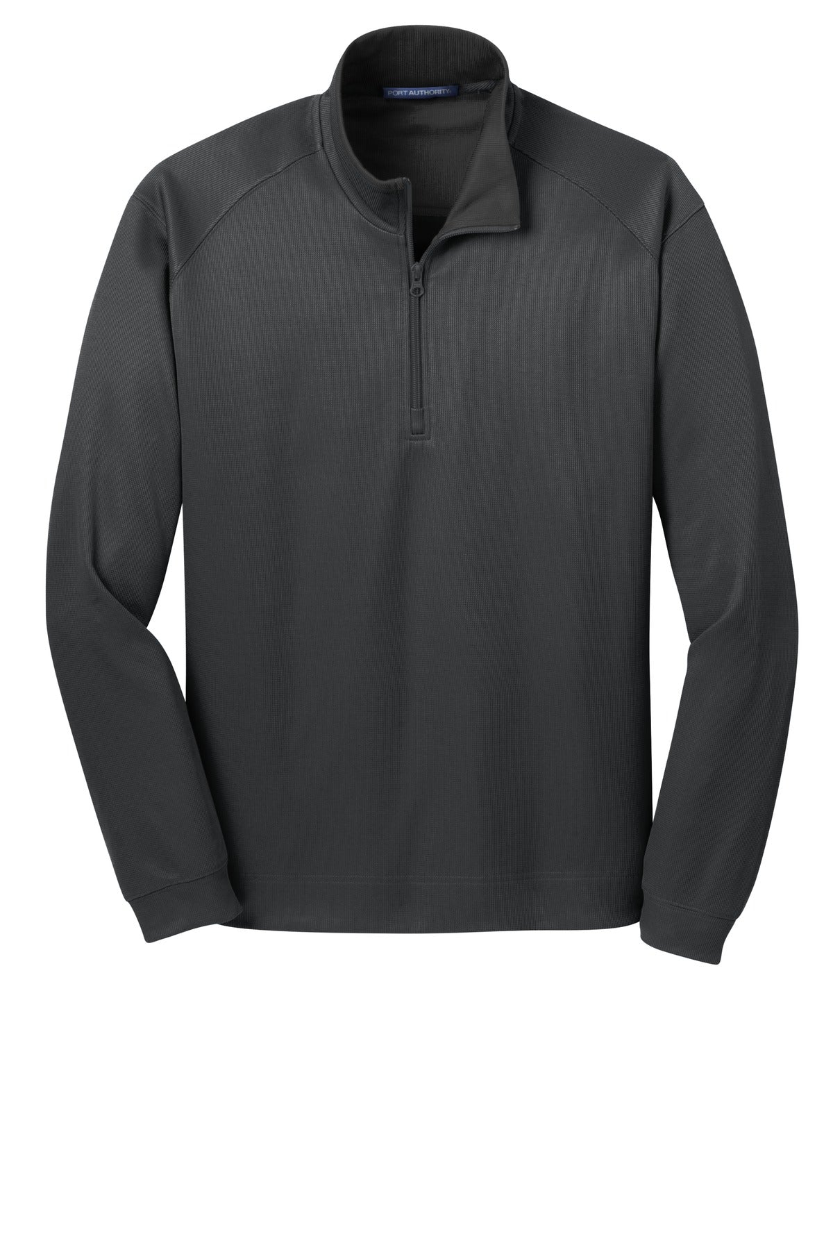 Front View of Iron Gry/Black Port Authority Vertical Texture 1/4-Zip Pullover. K805