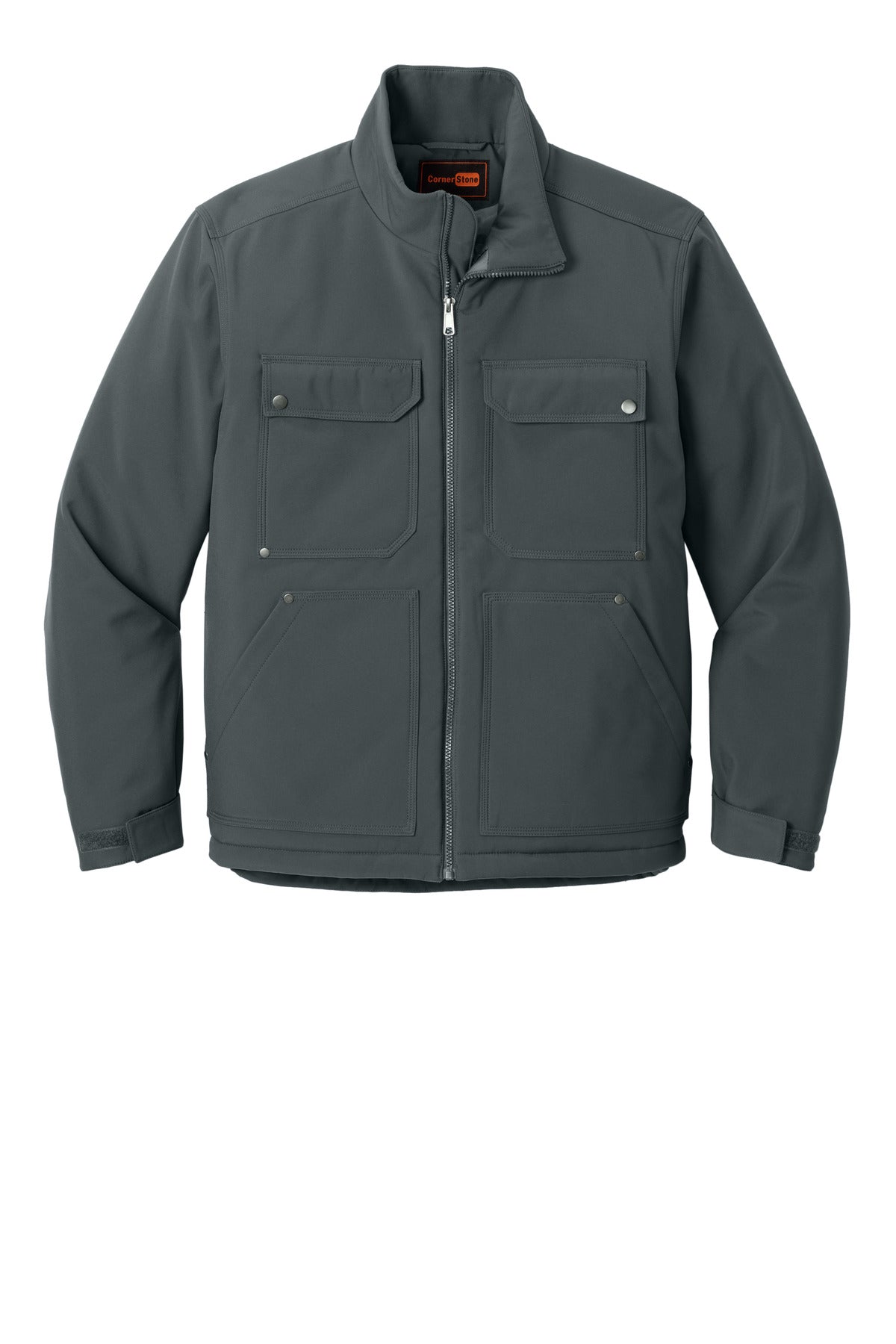 Front View of IronGrey CornerStone Insulated Workwear Soft Shell CSJ75