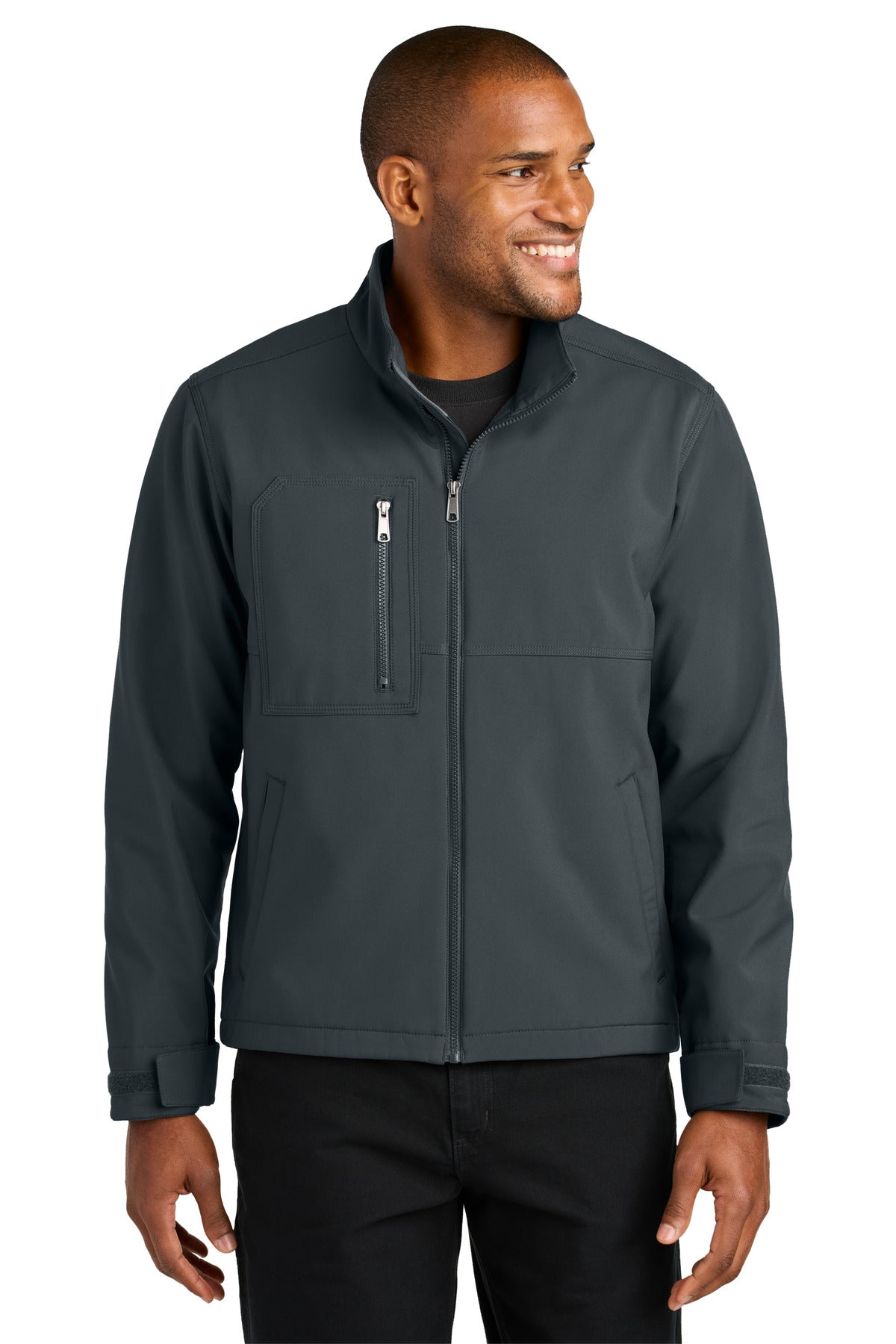 Front View of IronGrey CornerStone Workwear Soft Shell CSJ70