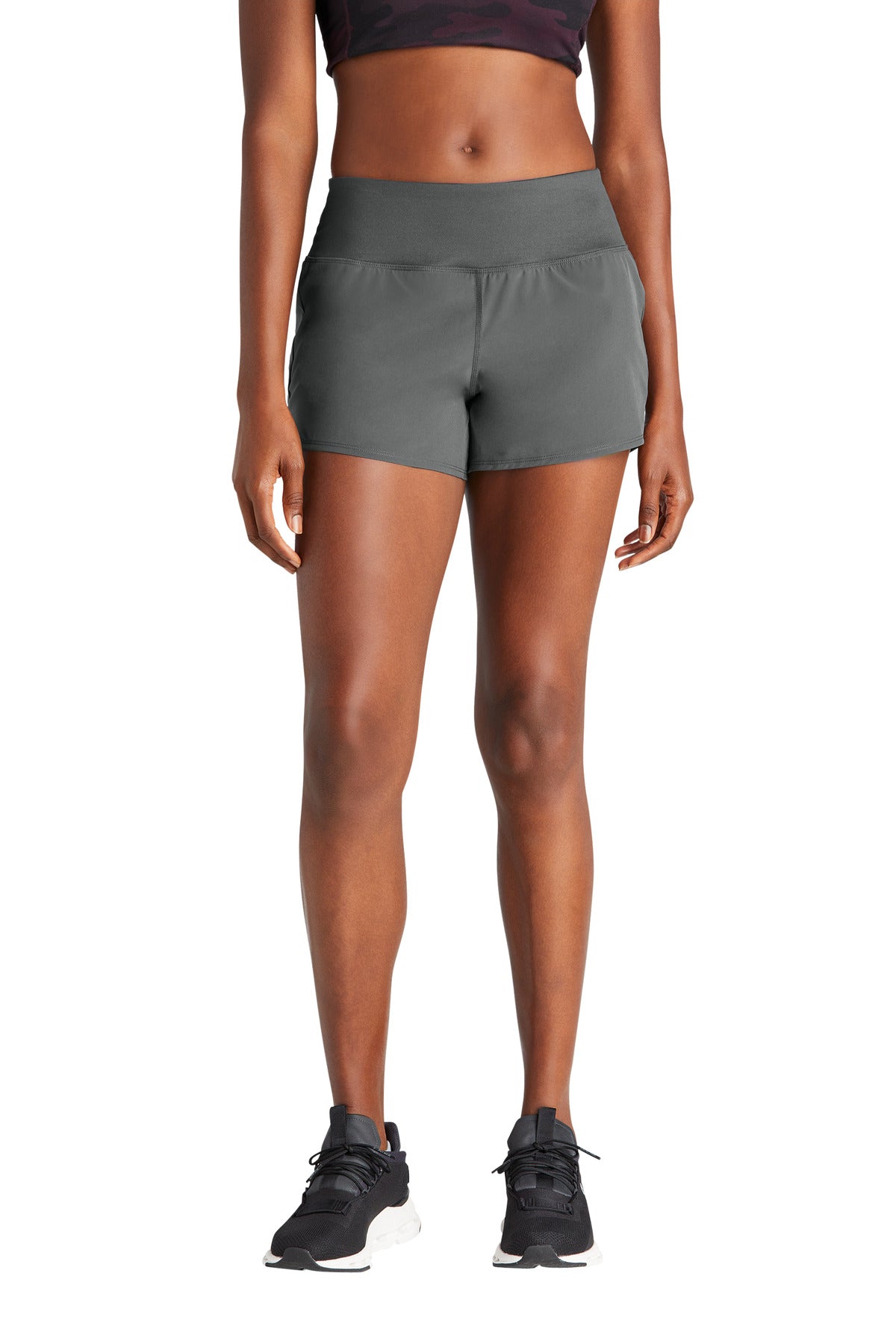 Front View of IronGrey Sport-Tek Women's Repeat Short LST485