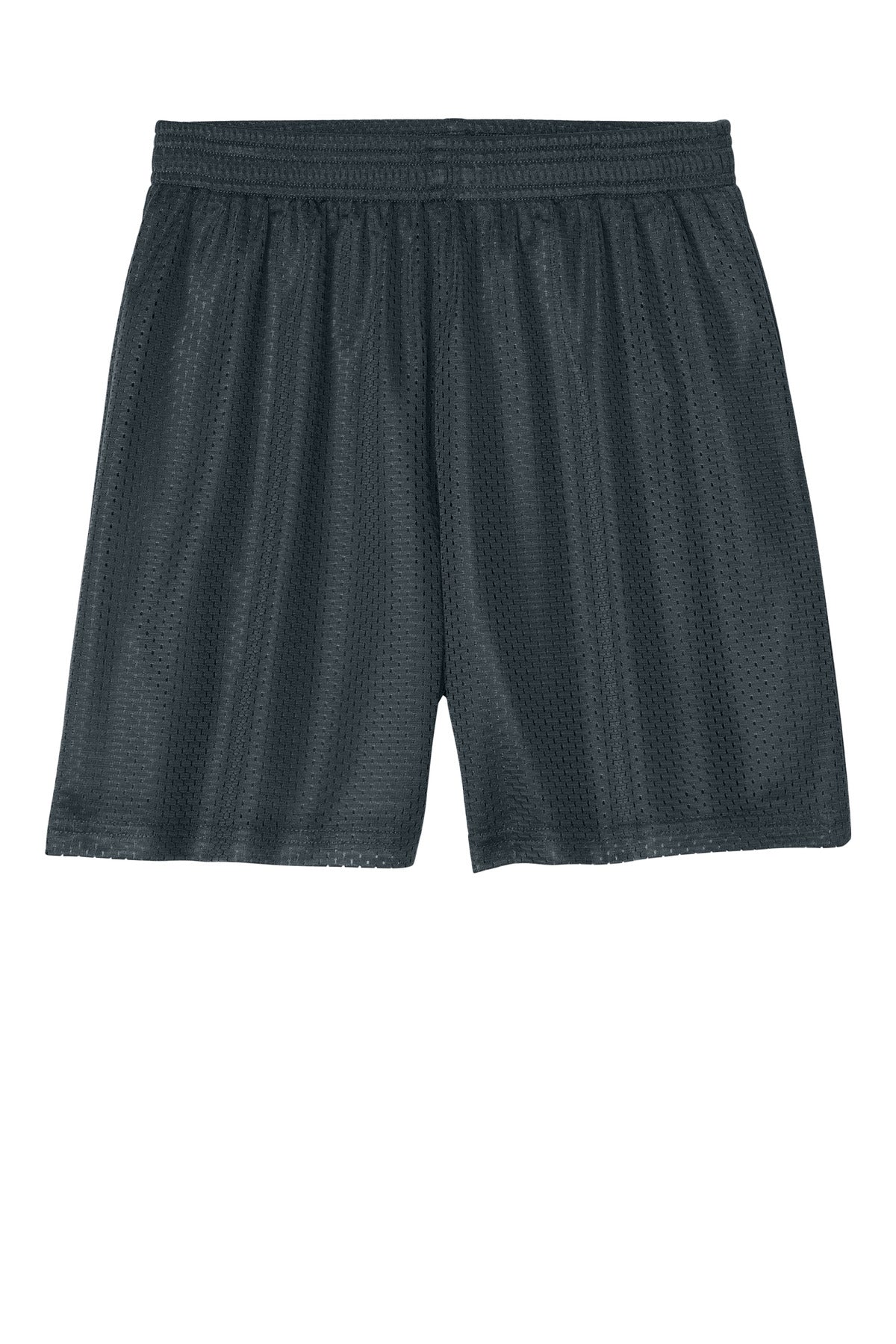 Front View of IronGrey Sport-Tek Youth PosiCharge Mesh 5" Short YST5100