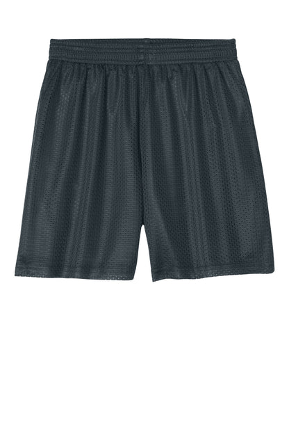 Front View of IronGrey Sport-Tek Youth PosiCharge Mesh 5" Short YST5100