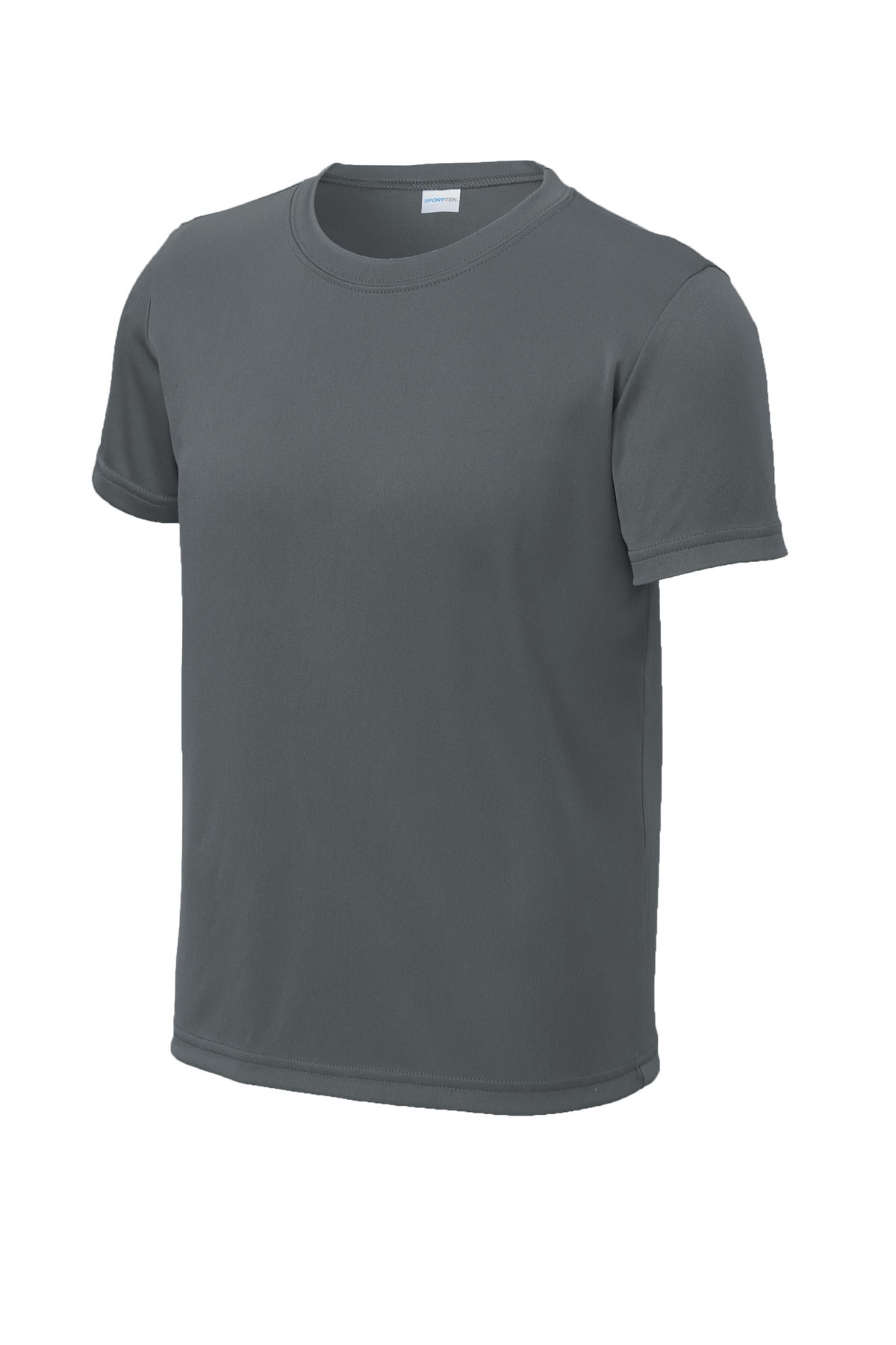 Front View of IronGrey Sport-Tek Youth PosiCharge Re-Compete Tee YST720