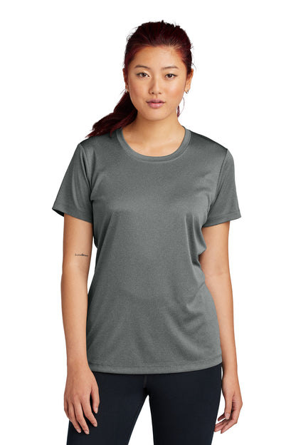 Front View of IronGreyHt Sport-Tek Women's PosiCharge Competitor Tee. LST350
