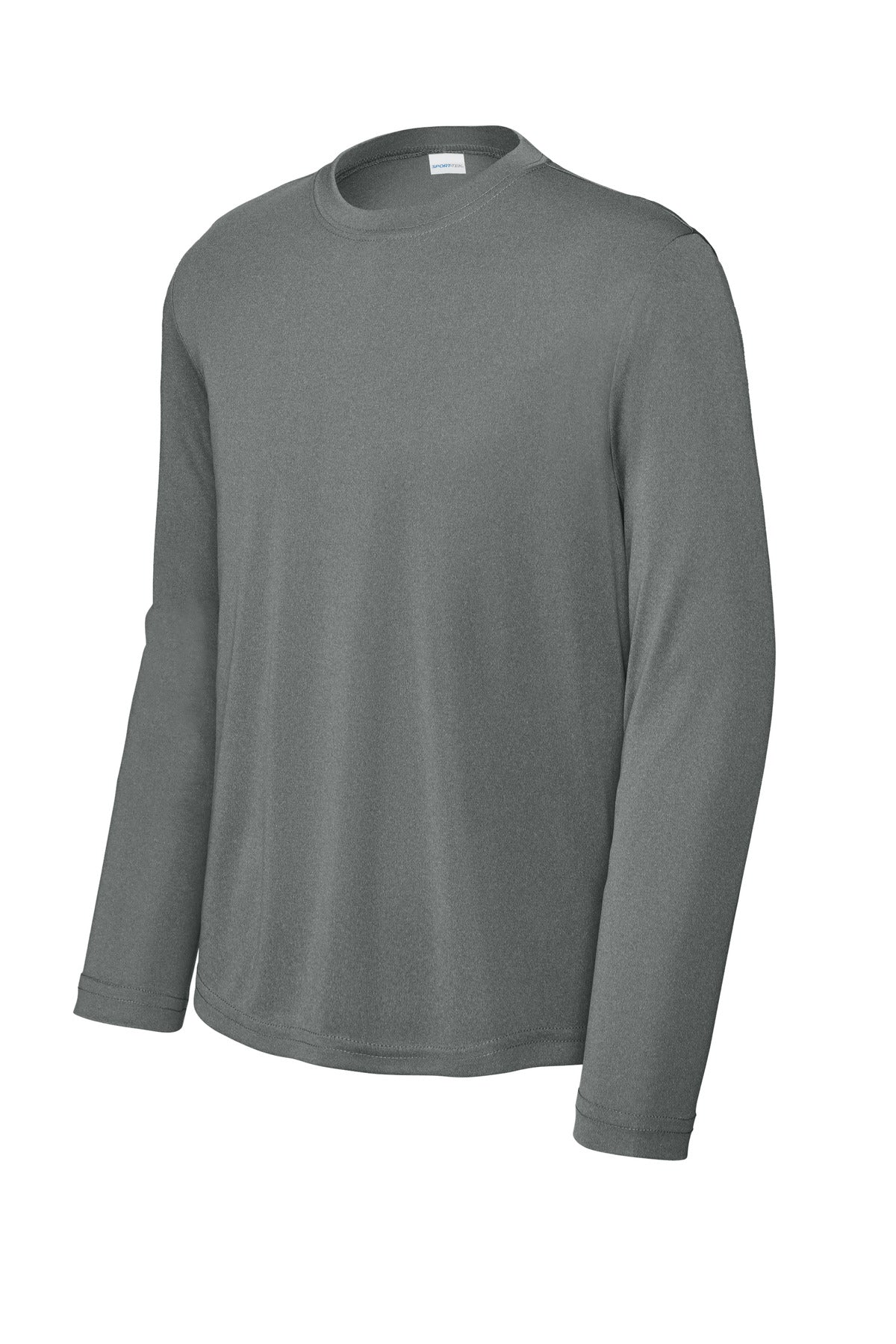 Front View of IronGreyHt Sport-Tek Youth Long Sleeve PosiCharge Competitor Tee. YST350LS