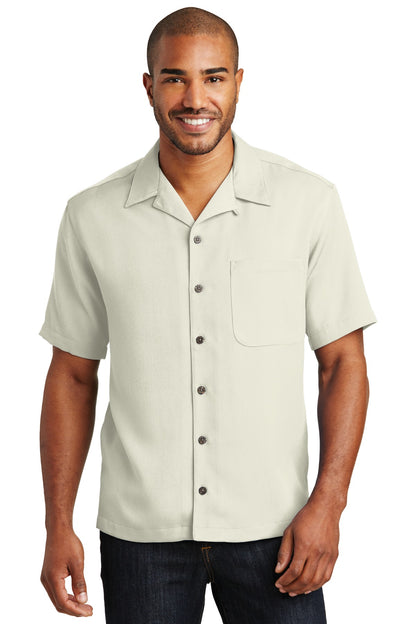 Front View of Ivory Port Authority Easy Care Camp Shirt. S535