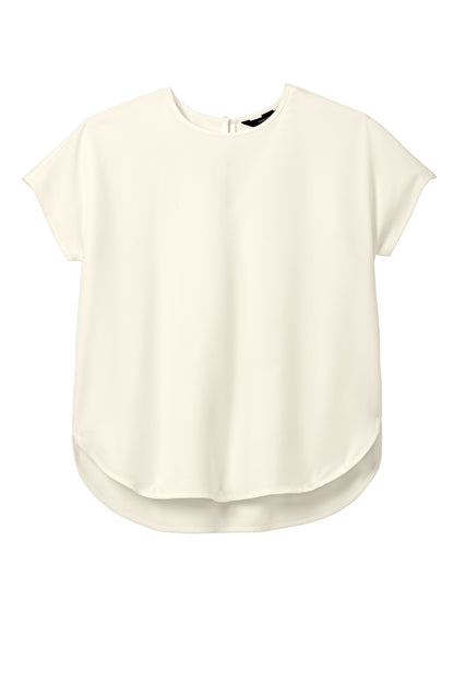 Front View of IvoryChiff Mercer+Mettle Women's Stretch Crepe Crew MM2015