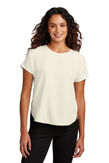 Front View of IvoryChiff Mercer+Mettle Women's Stretch Crepe Crew MM2015