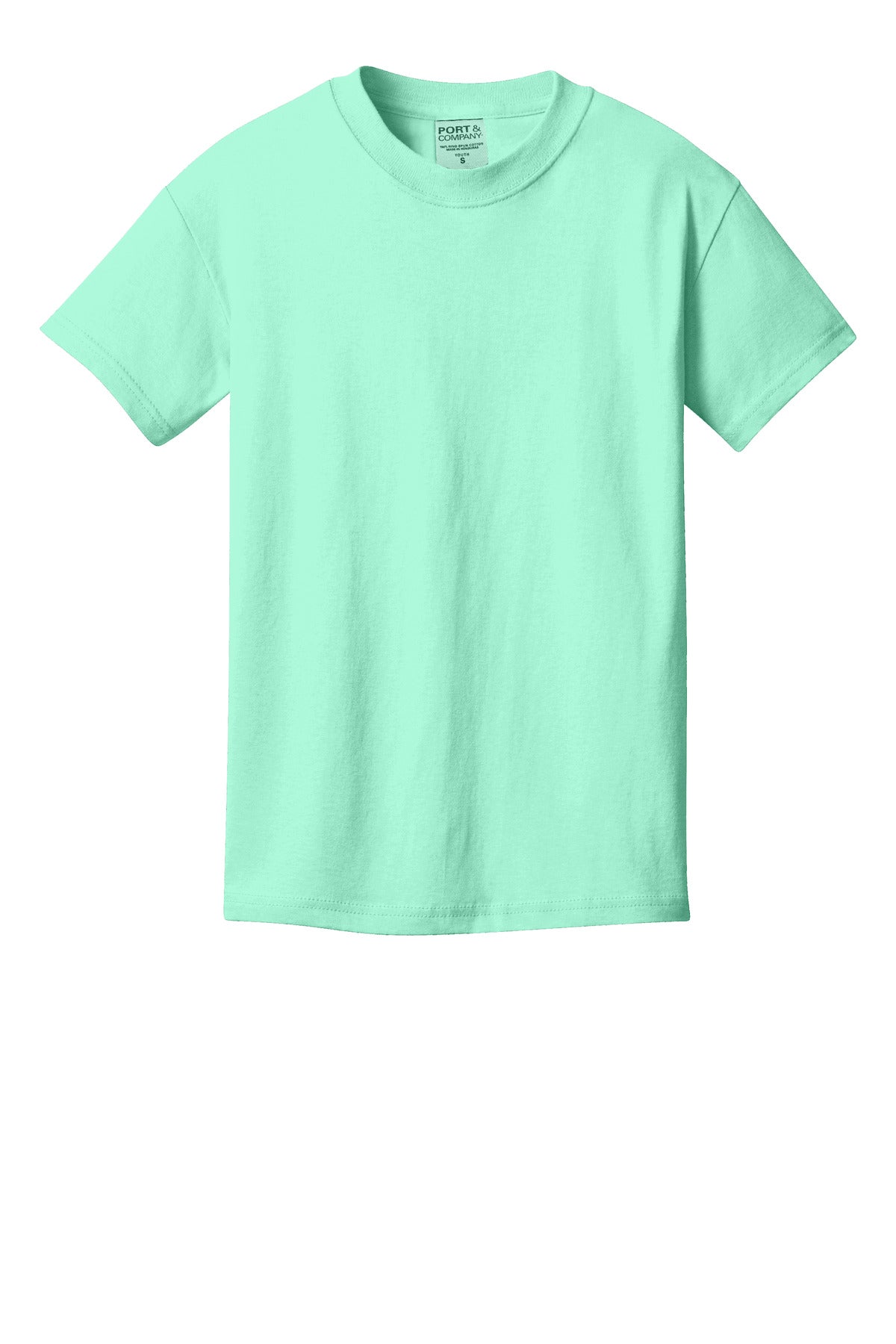 Front View of Jadeite Port & Company Youth Beach Wash Garment-Dyed Tee. PC099Y
