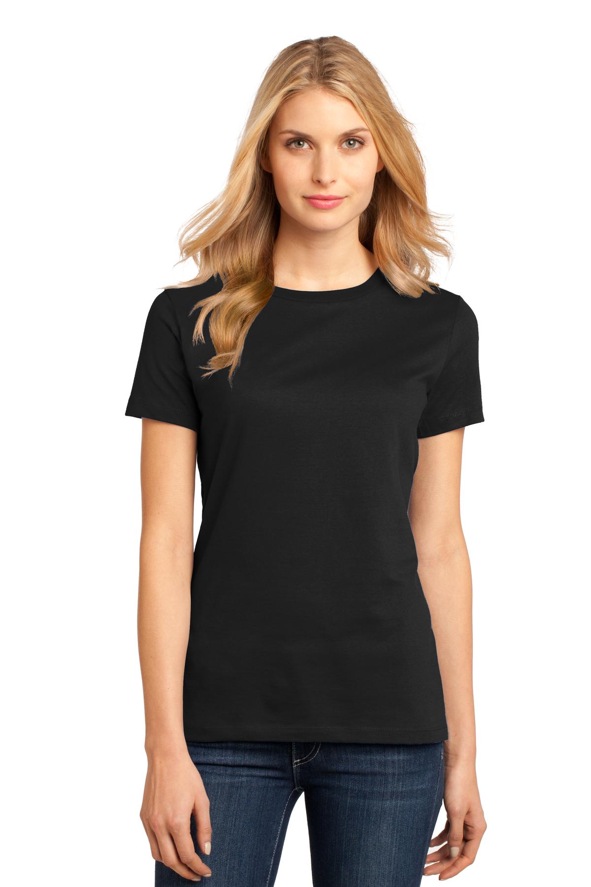 Front View of Jet Black District Women's Perfect Weight Tee. DM104L