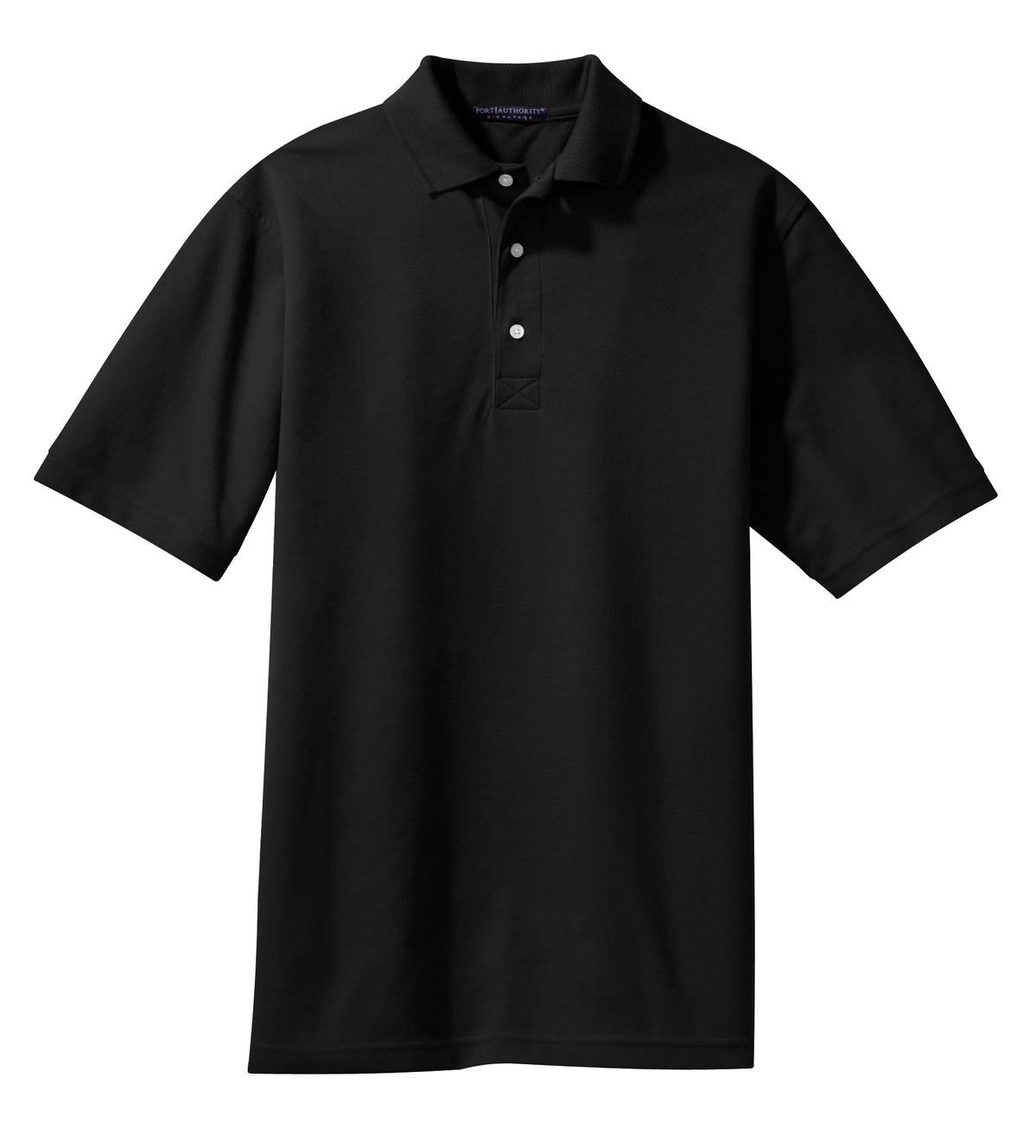 Front View of Jet Black Port Authority Rapid Dry Polo. K455