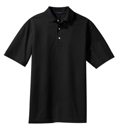 Front View of Jet Black Port Authority Rapid Dry Polo. K455