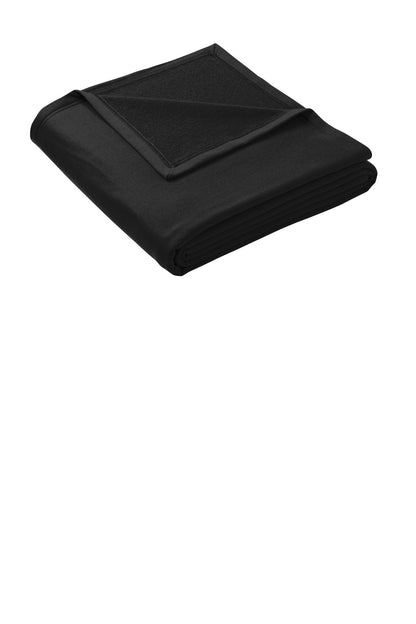 Front View of Jet Black Port & Company Oversized Core Fleece Sweatshirt Blanket BP79