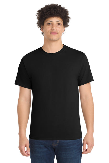 Front View of Jet Black Port & Company Tall Core Blend Tee. PC55T