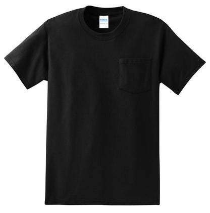 Front View of Jet Black Port & Company - Tall Essential Pocket Tee. PC61PT