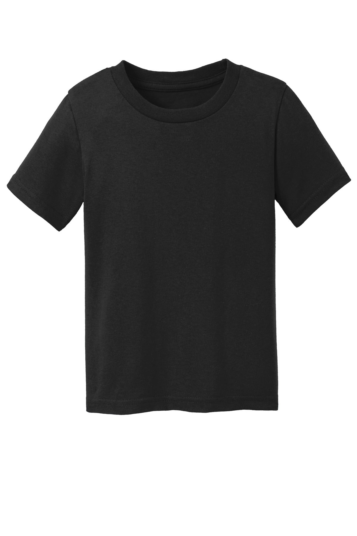 Front View of Jet Black Port & Company Toddler Core Cotton Tee. CAR54T