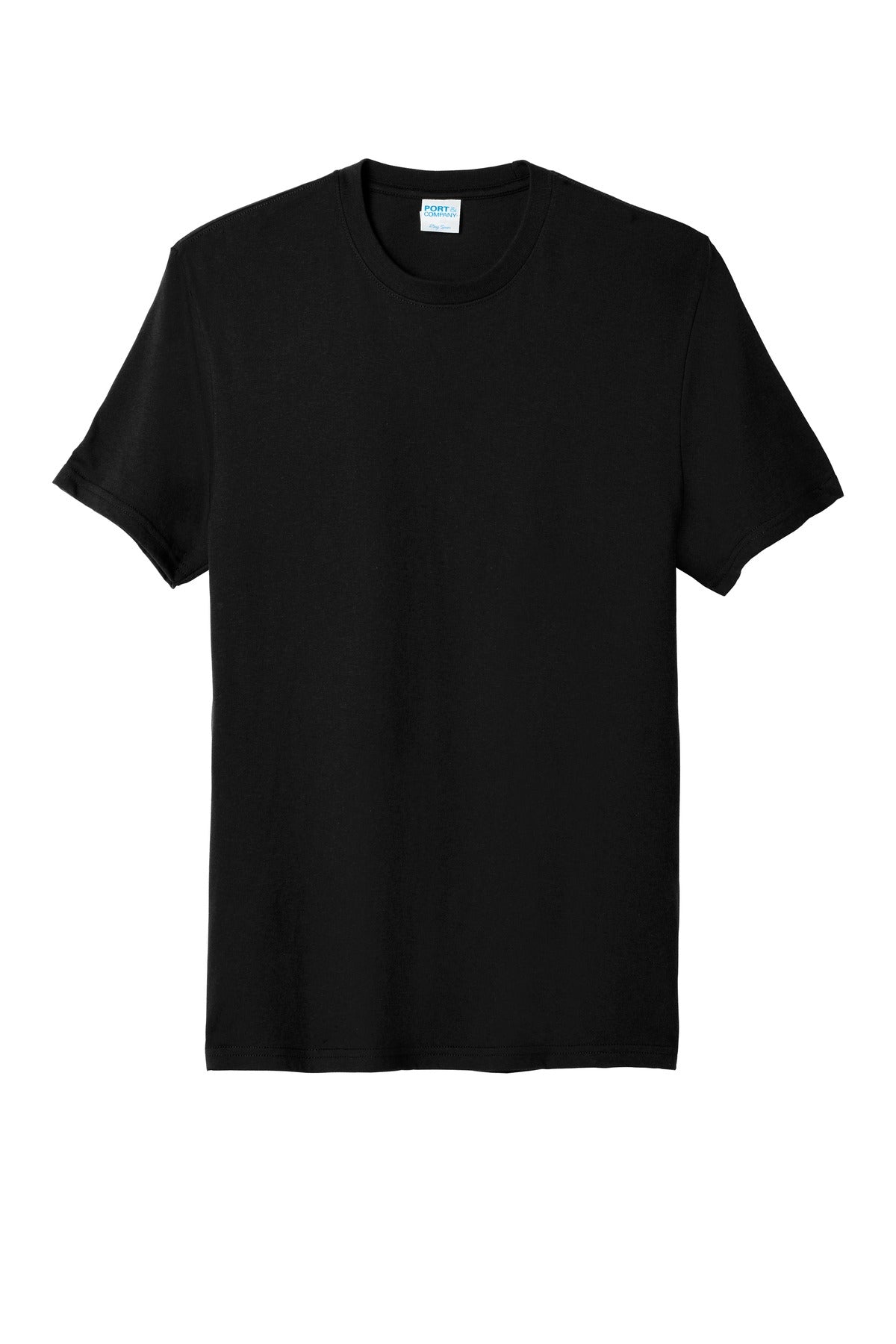 Front View of Jet Black Port & Company Youth Fan Favorite Blend Tee. PC455Y