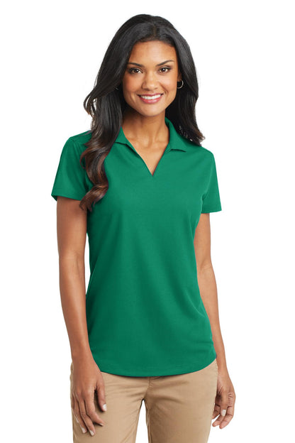 Front View of Jewel Green Port Authority Women's Dry Zone Grid Polo. L572