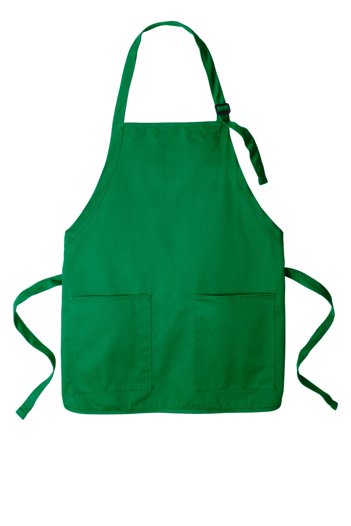 Front View of Kelly Green Port Authority Medium-Length Two-Pocket Bib Apron. A601