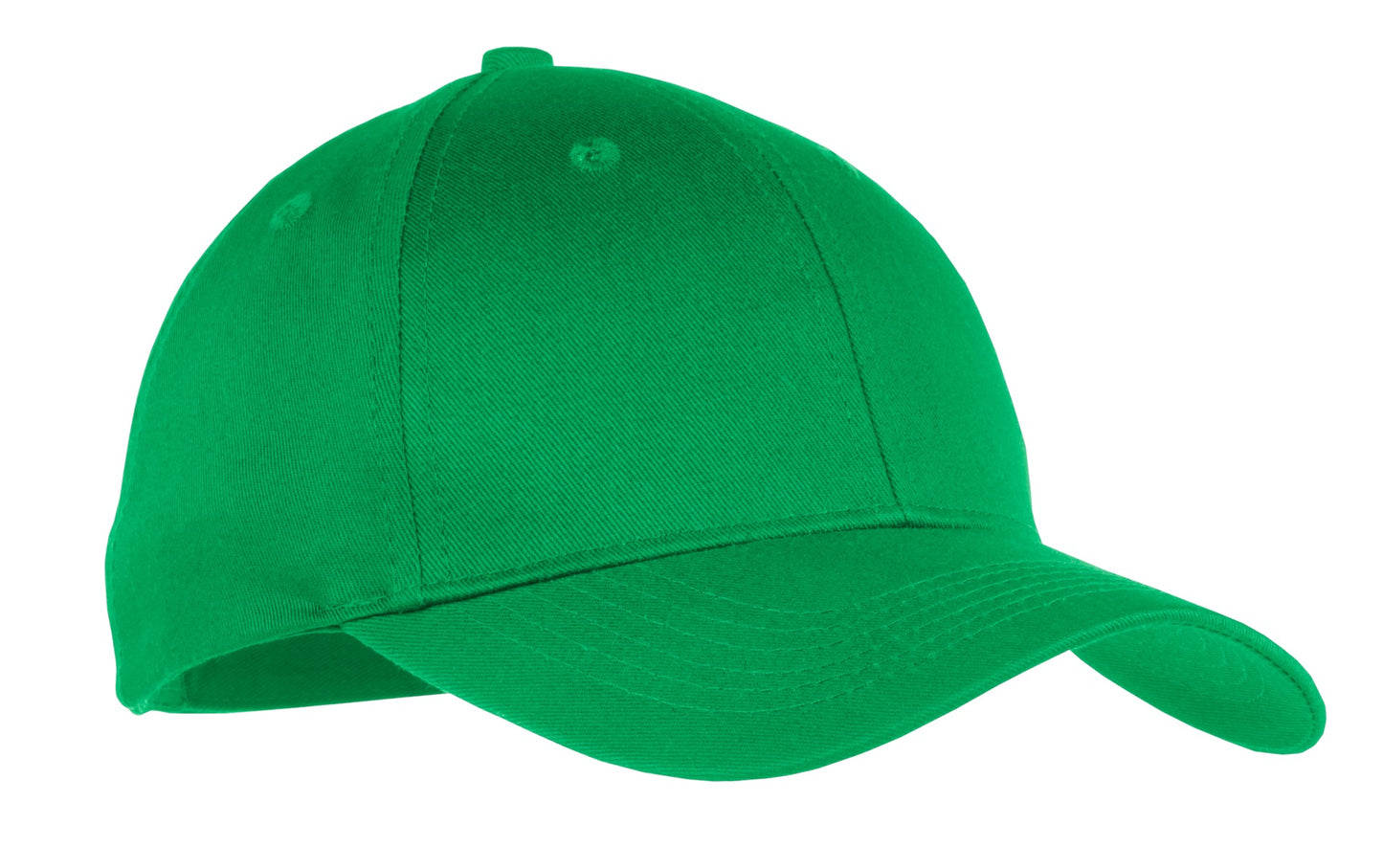Front View of Kelly Green Port & Company Youth Six-Panel Twill Cap. YCP80