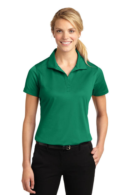 Front View of Kelly Green Sport-Tek Women's Micropique Sport-Wick Polo. LST650