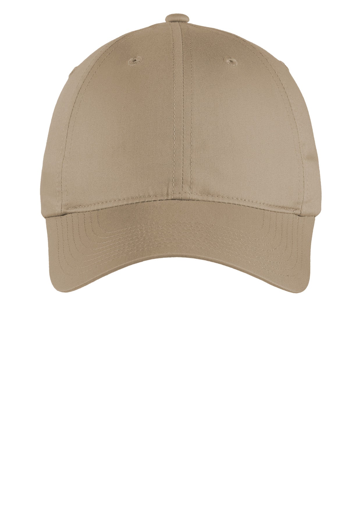 Front View of Khaki Nike Unstructured Cotton/Poly Twill Cap NKFB6449