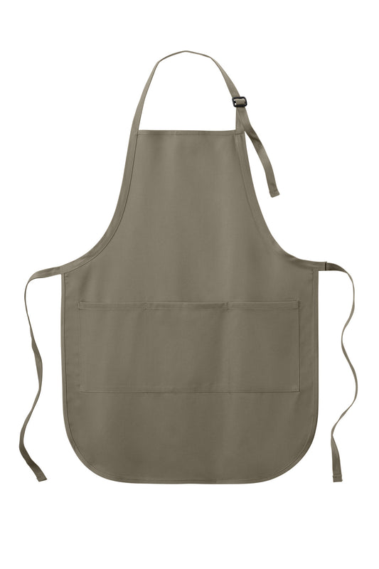 Front View of Khaki Port Authority Easy Care Full-Length Apron with Stain Release. A703