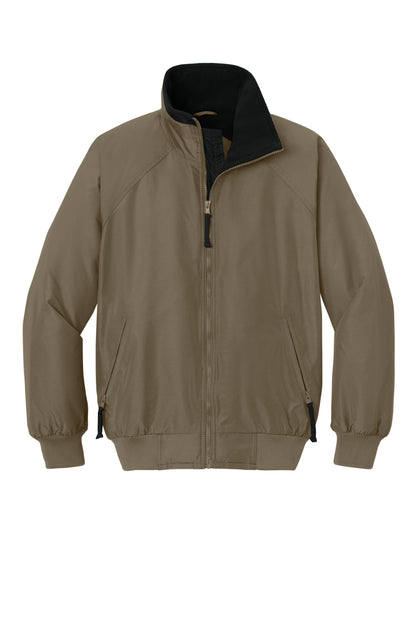 Front View of Khaki/True Blk Port Authority Challenger Jacket. J754
