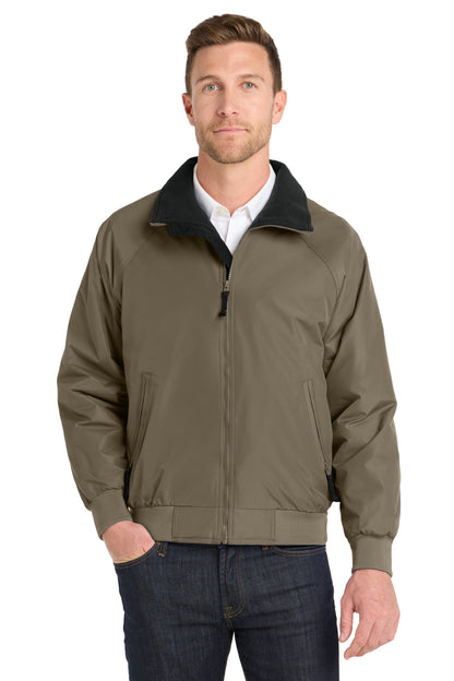 Front View of Khaki/True Blk Port Authority Challenger Jacket. J754