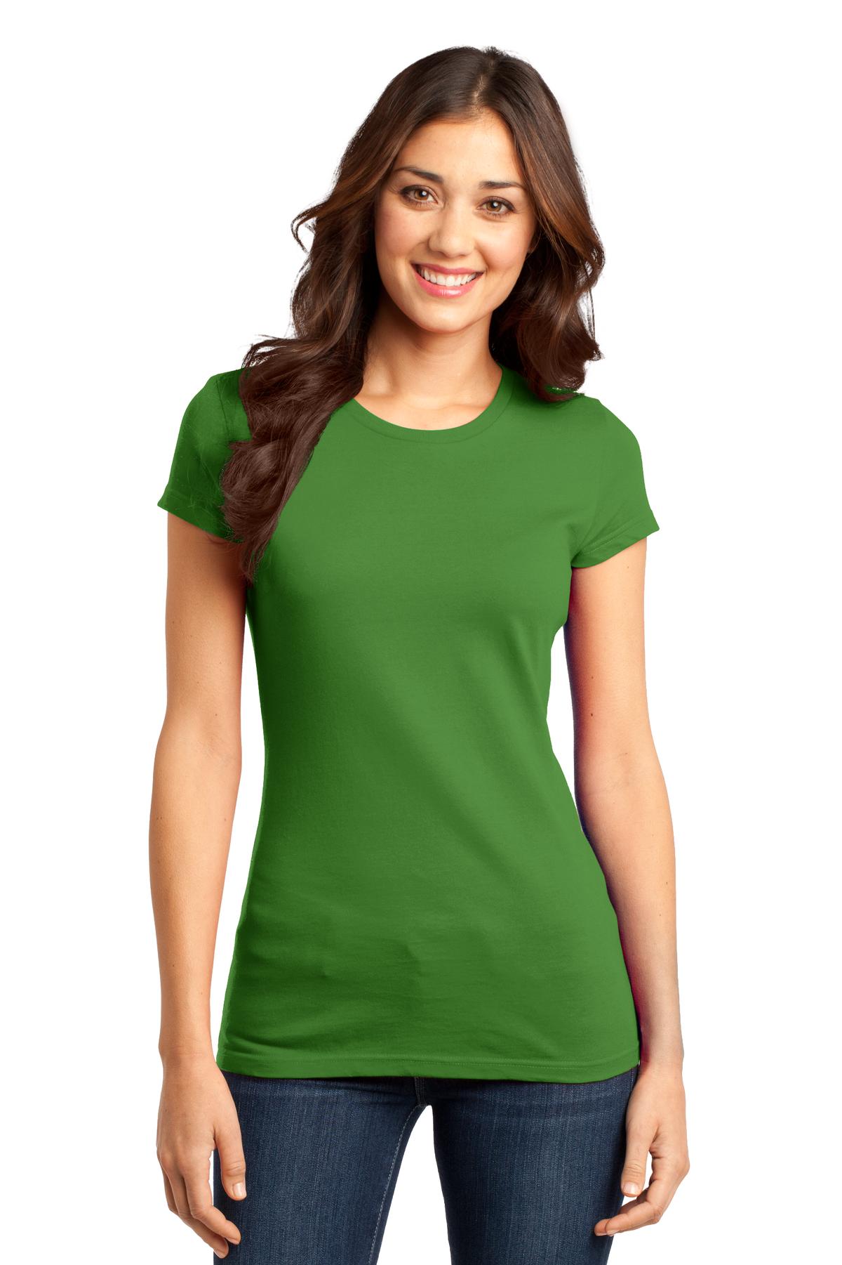 Front View of Kiwi Green District Women's Fitted Very Important Tee . DT6001